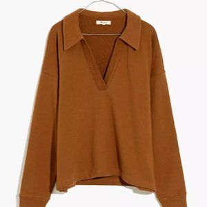 Madewell Cotton-Hemp Oversized Polo Sweatshirt